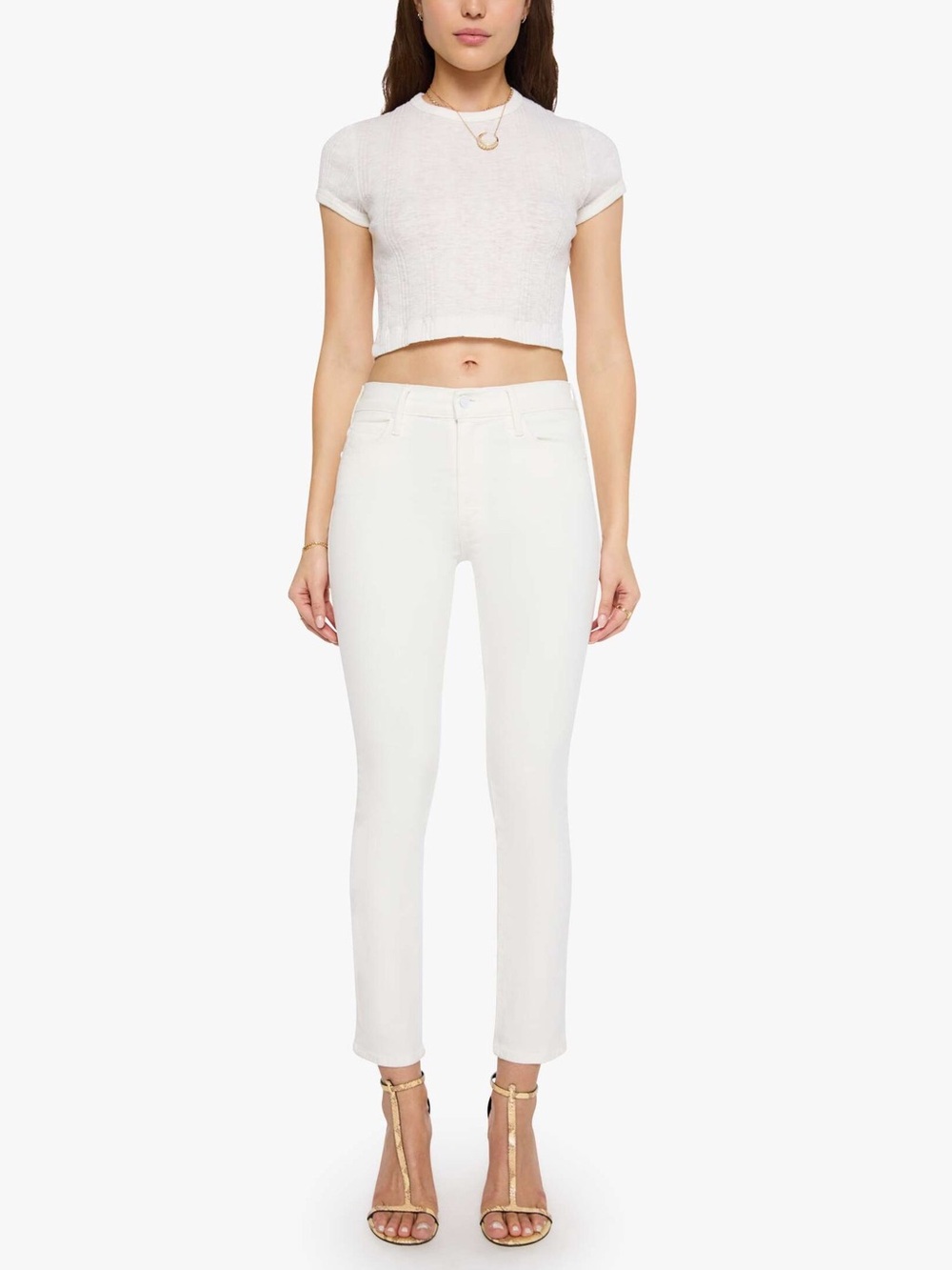 MOTHER The Mid Rise Dazzler Ankle Jeans 27 White Fairest Of Them All